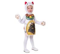 My Other Me - Disfraz unisex infantil de Gato de la suerte en blanco con mono y gorro. ¡Atrae la buena fortuna en cada paso! Talla 3-4 años