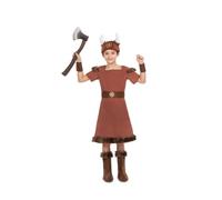 My Other Me - Disfraz unisex infantil de Vikingo marrón con sombrero, vestido, cinturón, muñequeras y cubrebotas talla 7-9 años. Perfecto para revivir antiguas gestas nórdicas en carnaval