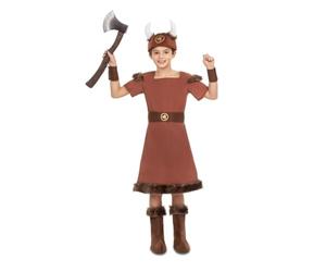 My Other Me - Disfraz unisex infantil de Vikingo marrón con sombrero, vestido, cinturón, muñequeras y cubrebotas talla 7-9 años. Perfecto para revivir antiguas gestas nórdicas en carnaval
