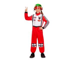 My Other Me - Disfraz unisex infantil niño de Piloto de carreras negro y rojo con mono y casco unisex talla 5-7 años. Siente la adrenalina de la pista en cada celebración