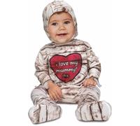 My Other Me - Disfraz unisex para bebé de Momia en rojo y blanco con mono y gorro talla 0-6 meses. Dulzura envuelta en misteriosas vendas para los más pequeñitos esta temporada