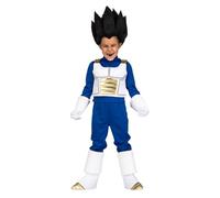 My Other Me - Disfraz Vegeta Niño, talla 13-14 años. Incluye camiseta y pantalón azul, chaleco y cubrebotas blancos con detalles dorados, guantes y peluca negra.