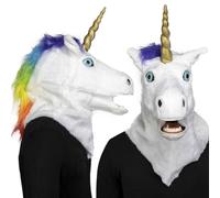 My Other Me - Máscara unisex adulto de Unicornio blanco con cresta y cuerno integrado. Añade un toque fantástico y divertido a cualquier celebración temática