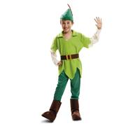 My Other Me - Disfraz infantil de Peter Pan, incluye sombrero con pluma roja, camisa verde, cinturón marrón, pantalón y cubre botas, talla de 5 a 6 años