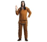 My Other Me Me-204408 halloween Disfraz indio para hombre, ajedrez, color marrón, L (Viving Costumes 204408)