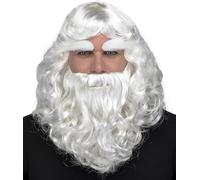 My Other Me - Peluca blanca de Papá Noel con barba y cejas, complementos para disfraz de Navidad