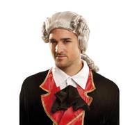 My Other Me - Peluca Lord Inglés gris para hombre adulto de época con coleta y bucles, peso 145 g. Un accesorio elegante para revivir el estilo clásico en fiestas temáticas