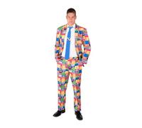 My Other Me - Traje unisex adulto Sesame Street colorido con chaqueta, pantalón y corbata talla XL. Perfecto para destacar con un toque divertido y nostálgico en cualquier evento