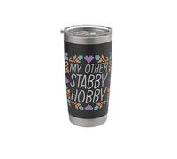 My Other Stabby Hobby Yarn Crafts - Punto de cruz Vaso térmico de acero inoxidable de doble pared