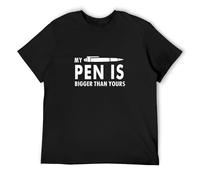My Pen Is Bigger Than Yours Letters Men's Cotton T-Shirt Black Shirt Top tee 3XL