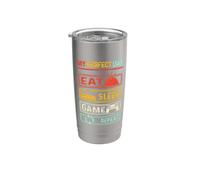 My Perfect Day Eat Sleep Game Repeat Funny Gamers Vintage Vaso térmico de acero inoxidable de doble pared