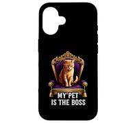 My Pet Is The Boss Funny Regal Cat On Throne Carcasa para iPhone 16