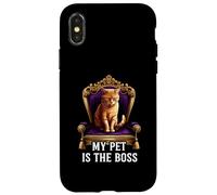 My Pet Is The Boss Funny Regal Cat On Throne Carcasa para iPhone X/XS