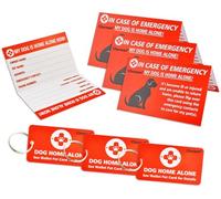 My Pets, Dogs & Cats are Home Alone Alert Key Tag Llavero Tarjeta de billetera de contacto de emergencia plegada - 2 lados traseros grabables (tarjeta y etiqueta de cartera de emergencia para perro)…