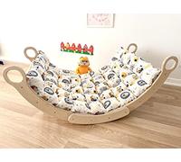 My Photostation.com Montessori - Juego de 2 piezas de arco y almohada de madera para escalada con arco de escalada y arco de pikler, juego de triángulo para niños, almohada de escalada para niños