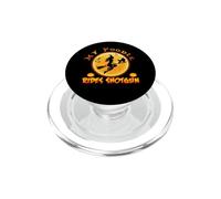 My Poodle Dog Rides Shotgun Witch Broom Funny Halloween PopSockets PopGrip para MagSafe