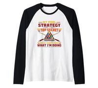 My Pool Strategy Is Top Secret Funny Billiard Camiseta Manga Raglan