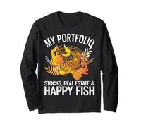 My Portfolio Acciones, Bienes Raíces & Happy Fish Funny Investor Manga Larga