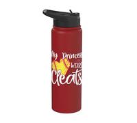 My Princess Wears Cleats - Softball Mom Dad Baseball Player Stainless Steel Insulated Water Bottle