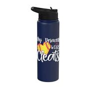My Princess Wears Cleats - Softball Mom Dad Baseball Player Stainless Steel Insulated Water Bottle