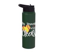 My Princess Wears Cleats - Softball Mom Dad Baseball Player Stainless Steel Insulated Water Bottle