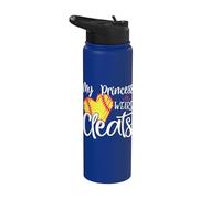 My Princess Wears Cleats - Softball Mom Dad Baseball Player Stainless Steel Insulated Water Bottle
