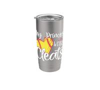 My Princess Wears Cleats - Softball Mom Dad Baseball Player Vaso térmico de acero inoxidable de doble pared