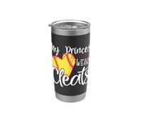 My Princess Wears Cleats - Softball Mom Dad Baseball Player Vaso térmico de acero inoxidable de doble pared