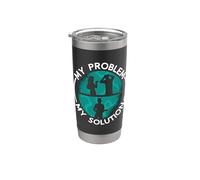 My Problem My Pictogram Dad Mom Folk Music Mandolina Player Vaso térmico de acero inoxidable de doble pared