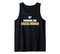 My Pronouns Are Cheese/Burger Funny Food Humor Tees and More Camiseta sin Mangas
