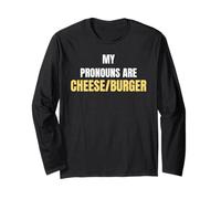 My Pronouns Are Cheese/Burger Funny Food Humor Tees and More Manga Larga