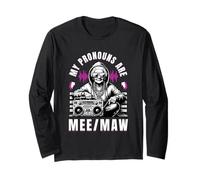 My Pronouns Are MEE Maw Funny Hip Hop Grandma Meme Gifts Manga Larga