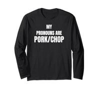 My Pronouns Are Pork/Chop Funny Food Humor Tees and More Manga Larga