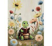My Reading Journal: A Whimsical Bullet Journal for Kids: Featuring a Cute Turtle Reading in a Flower-Filled Meadow - Fun Dot Grid Notebook for Creative Kids