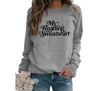 My Reading Sweatshirt Gift for Book Lover Womens Funny Letter Print Crewneck Graphic Pullover Tops Librarian Shirt
