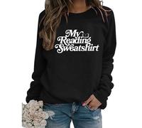 My Reading Sweatshirt Gift for Book Lover Womens Funny Letter Print Crewneck Graphic Pullover Tops Librarian Shirt