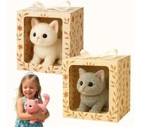 My Realistic Cat Toys - Gato robot, gatito robot que actúa como un gatito real, cachorros robóticos inteligentes, robot de peluche interactivo para adultos, gatos robots para caminar (2 piezas A)