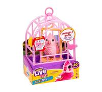 Little Live Pets My Really Real Bird & Cage Rosie, Pájaro Interactivo, Realista, Más de 20 Sonidos y reacciones, Jaula: 25 cm, pájaro: 10,9 cm, Graba y Repite o responde silbando, Jaula portátil