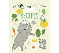 MY RECIPES NOTEBOOK with Cat Theme (beige book cover): 8.5 x 11 inches BIG SIZE recipe book, cooking journal to write in (MY RECIPES BOOK with CUTE LITTLE CATS)
