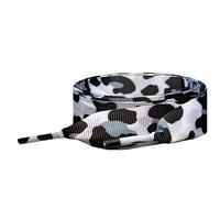 My Ribbon Laces Cordones planos de leopardo de nieve de 120 cm47 para zapatillas, botas y zapatos, negro y blanco, 120