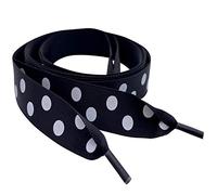 My Ribbon Laces Cordones planos de satén con lunares negros para entrenadores, zapatillas deportivas, zapatillas deportivas, zapatillas de gimnasio, botas de tobillo, negro lunares, 155cm / 61 Inches
