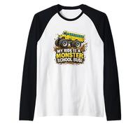 My Ride is a Monster Autobús Escolar para niños, camión de Ruedas Grandes para niños Camiseta Manga Raglan
