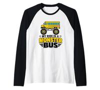 My Ride is a Monster Bus, increíbles Amantes de los autobuses Escolares Camiseta Manga Raglan