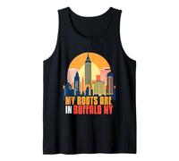 My Roots Are in Buffalo NY Tee Retro Skyline Style Mujeres Hombres Camiseta sin Mangas
