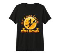 My Rough Collie Rides Shotgun Funny Dog Halloween Costume Camiseta Premium