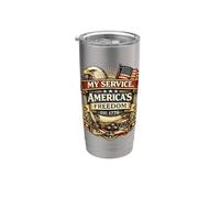 My Service Americas Freedom Veteran Eagle Flag Patriots 1776 Vaso térmico de acero inoxidable de doble pared