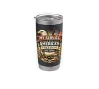My Service Americas Freedom Veteran Eagle Flag Patriots 1776 Vaso térmico de acero inoxidable de doble pared