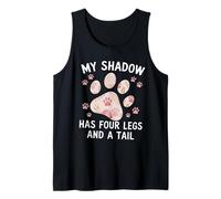 My Shadow Has Four Legs Floral Paw Cita Perro Gato Amantes Camiseta sin Mangas