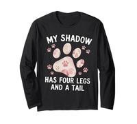 My Shadow Has Four Legs Floral Paw Cita Perro Gato Amantes Manga Larga