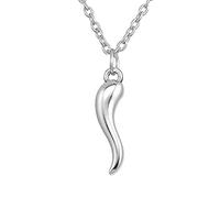 My Shape Colgante de cuerno italiano minimalista chapado en rodio, collar de protección de buena suerte, joyería de moda, Zinc, No es una piedra preciosa